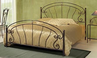 Mistral, Schmiedeeisernes Bett mit Messingguss und Keramikeinsatz