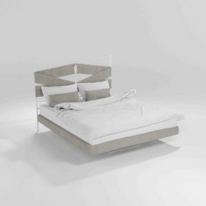 Young, Moderne Bett mit Metallrahmen und Holzbeine