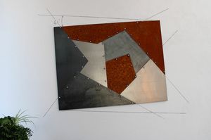 Arlecchino, Pachwork-Dekorplatte aus Blech