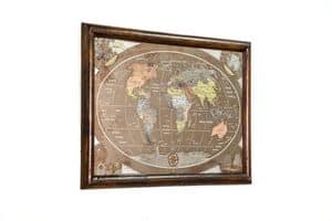 Art. AA463, Weltkarte gemacht mit gealterten Bronze und graviert gebrstet