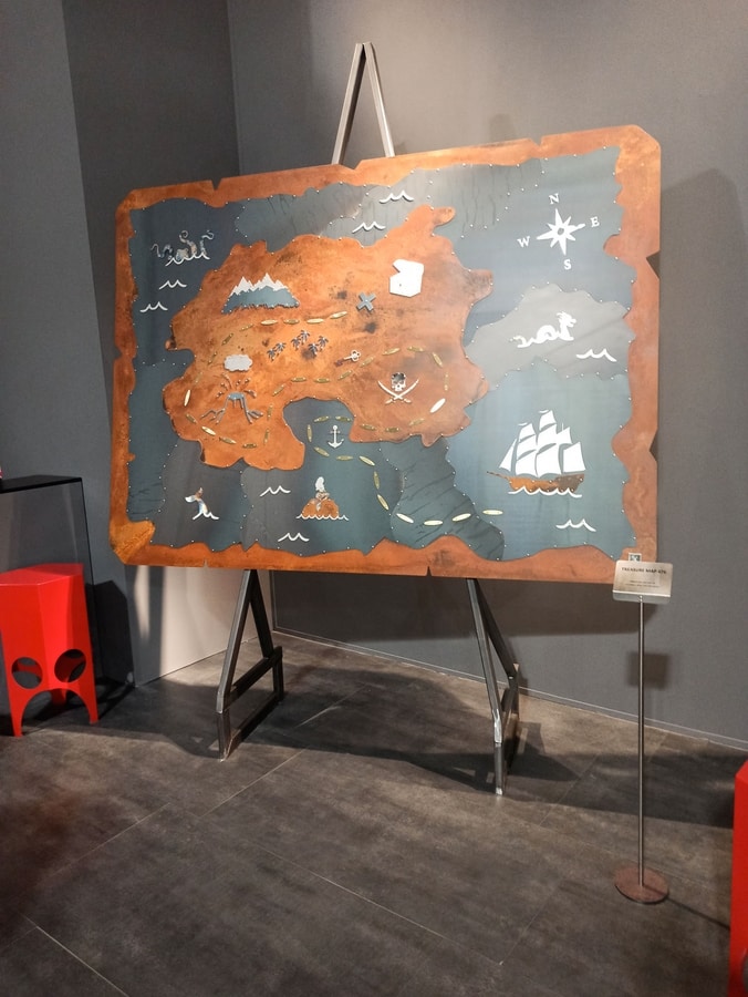 Treasure Map, Dekorative Schatzkarte aus Metallblech