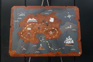 Treasure Map, Dekorative Schatzkarte aus Metallblech