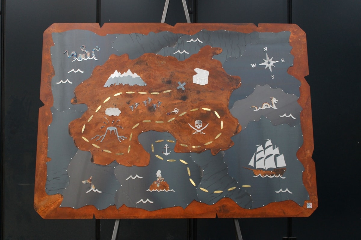 Treasure Map, Dekorative Schatzkarte aus Metallblech
