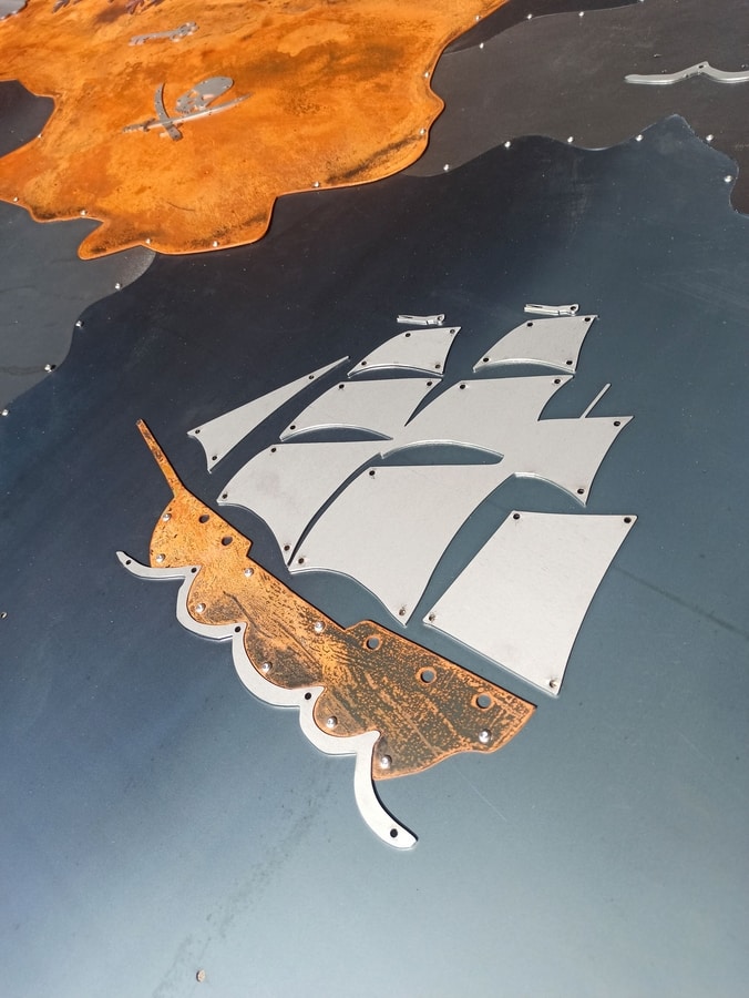 Treasure Map, Dekorative Schatzkarte aus Metallblech