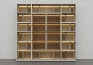 Libreria 04, Modulares B�cherregal mit Glast�ren und LED-Licht