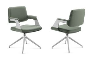 OMNIA, Gepolsterter Sessel mit Sockel aus lackiertem Aluminium, fr das Bro