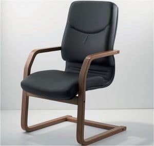 UF 531 / S - WOOD, Stuhl auf Kufen mit Holzrahmen und Sitz gepolstert ideal für Chef