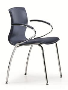 WEBTOP 389, Stuhl in der Schale Metall und Buchenholz mit Leder bezogen