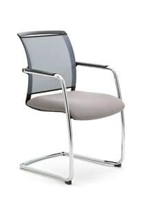 Cometa relax, Schlitten-Stuhl für Büro, mit Rückenlehne in Maschen