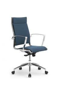 Origami X, Gepolsterter Stuhl für Büro mit Aluminium-Armlehnen