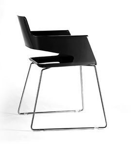 B32 SL, Moderner Stuhl, mit Nylon- Sitz und Rckenlehne, auf Kufen