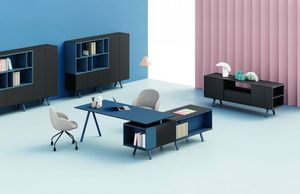 Lay Executive comp. 01, Executive-Büromöbel, Ausführung in Blau und Anthrazit