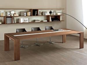 Accademia meeting table, Holztisch fr ein Tagungsraum, mit Kabelfhrung