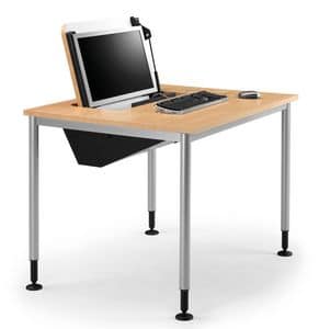 SYSTEM 789, Tisch mit den Füßen verstellbar, einziehbare PC-Speicher
