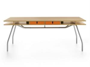Worktop 185, Schreibtisch mit Schubladen aus Holz