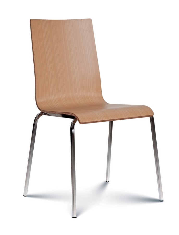 Caprice Holz, Stapelbarer Stuhl mit Sitz und Rückenlehne aus Holz