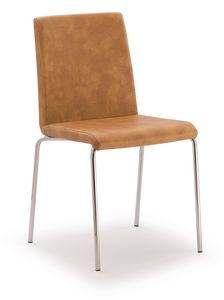 SE 510, Stuhl aus verchromtem Metall mit Kunstleder bezogen