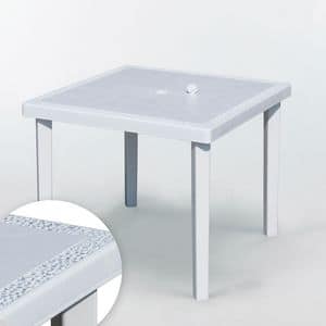 Aussen-Tisch Bar Garten Rattan 90 x 90 cm Gruvyer  S7086, Quadratischer Tisch aus Poly Rattan, leicht und robust