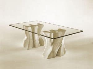 Contrasto, Stein Couchtisch für das Haus mit Tischplatte aus Glas