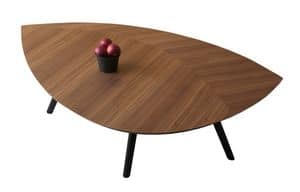 Leaf 455+155, Niedriger Tisch mit Holzbeinen, frmigen Blatt platte