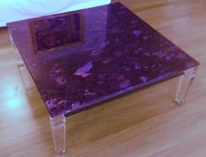 Lucretia Tabelle 3, Quadratischer Couchtisch aus Methacrylat, Marmorplatte, fr die Mittelhalle