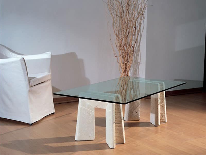 Riflesso, Tisch mit Basis in Stein für Heim und Büro