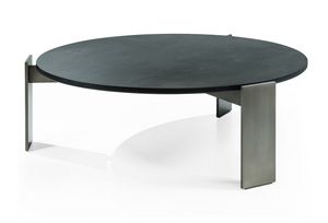 Sharon runder Couchtisch, Couchtisch mit runder Holzplatte