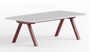 Surfy Hub 2027 coffee table, Niedriger rechteckiger Couchtisch mit Metallbeinen
