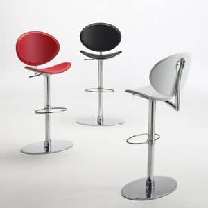 tamago leather stool, Hocker mit hhenverstellbar, Sitz und Rckenlehne in Leder, fr Kche und Bar Zhler