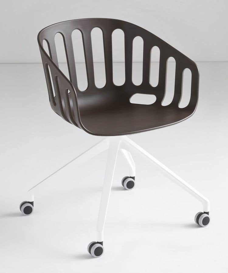 Basket Chair UR, Drehstuhl mit Aluminium 4-Sterne-Basis mit Rädern