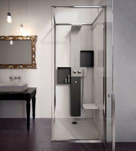 OSMOS STEAM, Hammam-Dusche mit Tafel aus lackiertem Edelstahl, mit Schwenktr