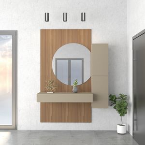 Entrance 05.1, Eingangsm�bel mit heller Walnuss-Wandverkleidung