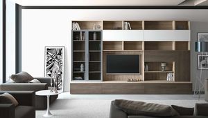3D 222, Wohnzimmermöbel, mit Bücherregal und Vitrine