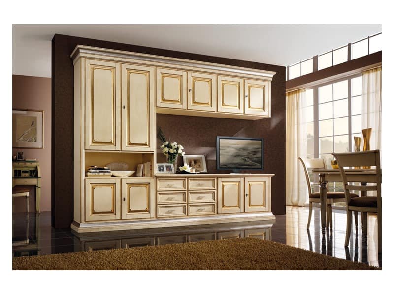 Art.0779 / L, Holzmöbel für Küchen und Wohnzimmer, elfenbeinfarbenem