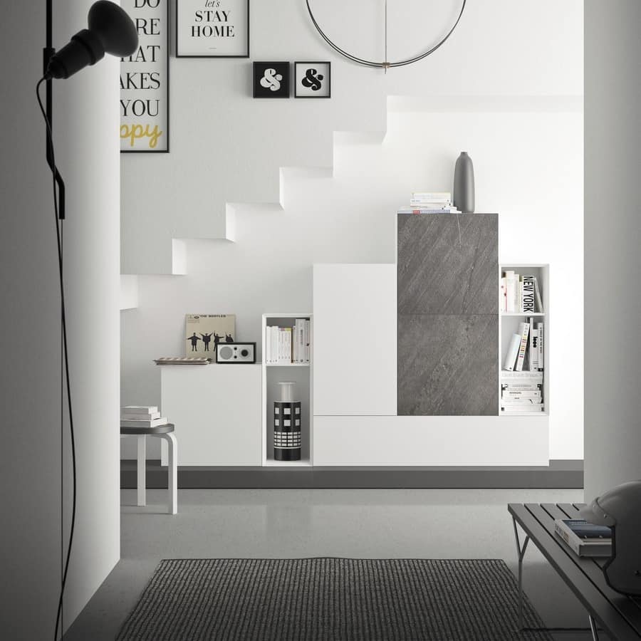 Spazio S308, Wandsystem für Wohnzimmer, mit hoher Qualität