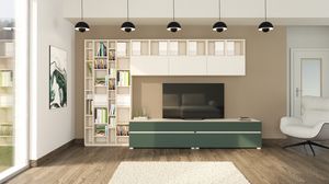 Living 12.3, Lackierter Schrank mit B�cherregal, f�r den Wohnbereich