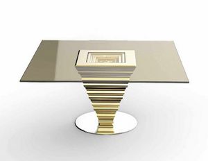 Frames Art. T13, Eleganter Tisch mit bronzierter Kristallplatte