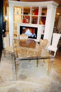 Lucretia Tabelle, Esstisch mit Alabaster Boden mit Quarz Reflexionen