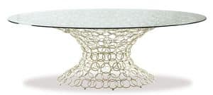 Mondrian, Tisch mit Metallfuß, Glasplatte