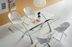 Portofino V, Fester Tisch aus Metall und Glas, verschiedenen Gren
