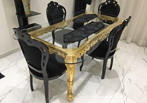 Royal, Barocker Esstisch mit Glasplatte