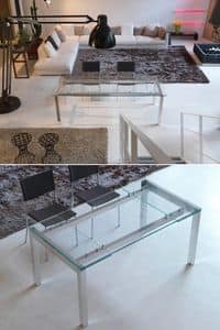 s76 edoardo, Ausziehbaren Tisch mit Metallrahmen und Glasplatte