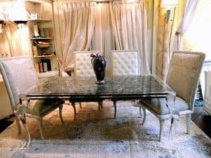 Villa Pamphili Tabelle, Rechteckigen Tisch fr Esszimmer mit Glasplatte, klassischen Stil