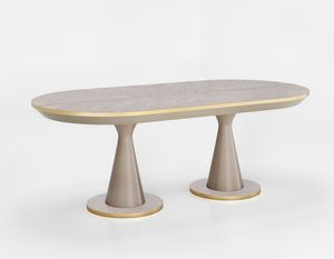 Art. 6003 Frida, Tisch mit ovaler Tischplatte aus Eukalyptus
