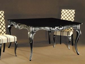 Ester Tisch, Eleganter Tisch aus schwarz lackiertem Holz