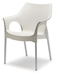 Olimpia, Sessel aus Technopolymer und Aluminium, stapelbar
