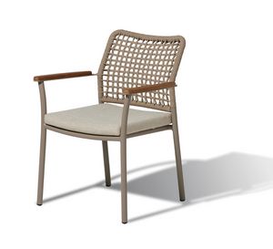 SAHARA PL, Outdoor-Stuhl aus Aluminium mit R�ckenlehne aus geflochtenem Seil