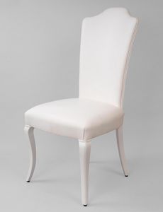BS419S - Vorsitzender, Gepolsterter Stuhl aus weiß lackiertem Holz