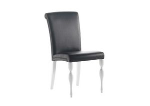 Elenoire, Stuhl in Leder gepolstert, mit gedrehten Beinen