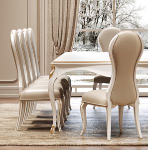 Incanto Art. C34401, Esszimmerstuhl mit geschwungener Form und Beinen aus lackiertem Holz